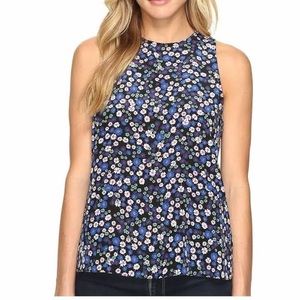Rebecca Taylor Navy Floral Silk Tank